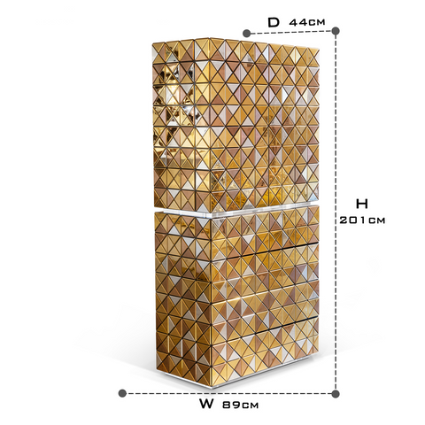 Walnut Brass Hidden Storage Display Cabinet