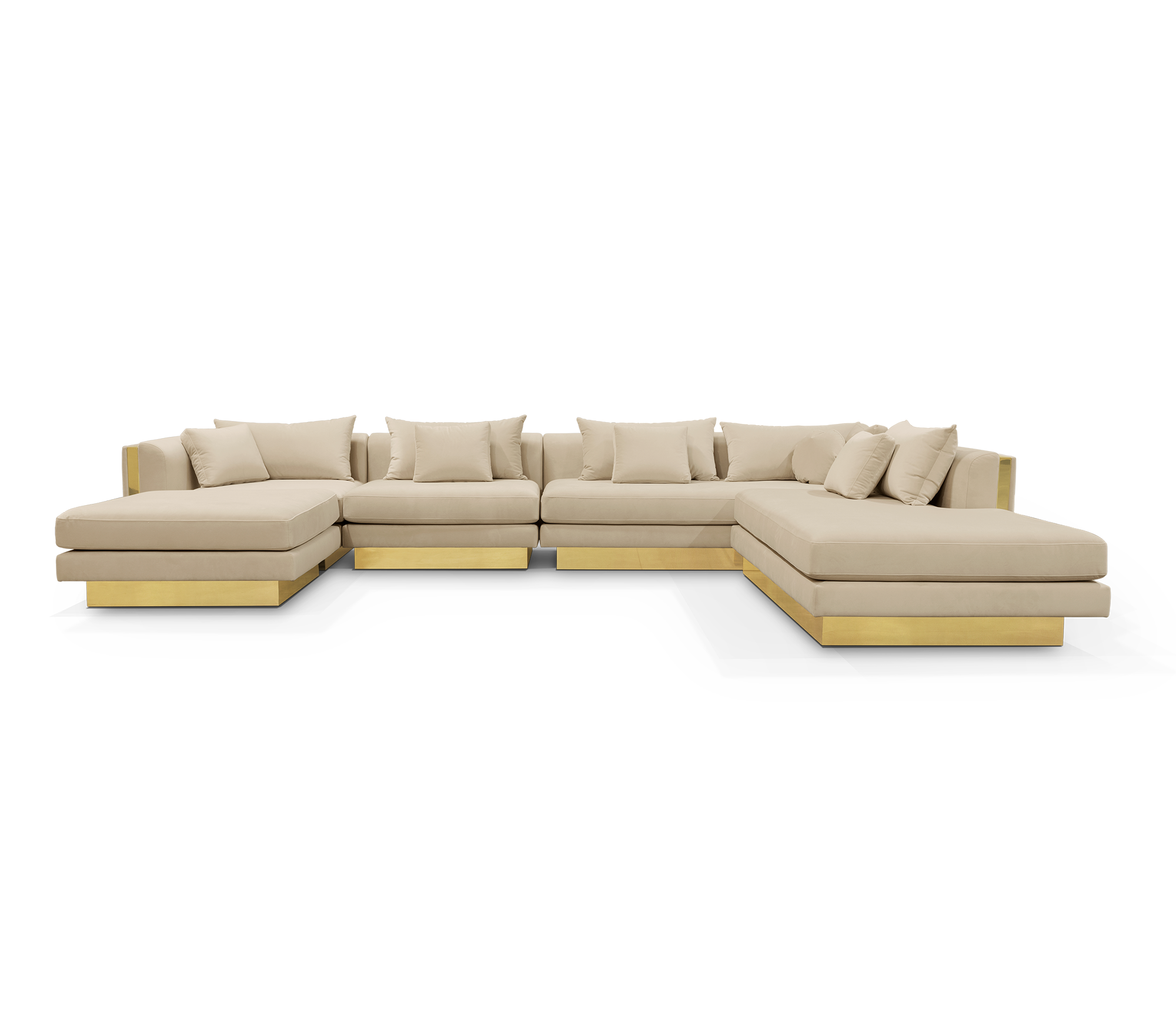 Brass Stone Gold Sculptural Form Sofa