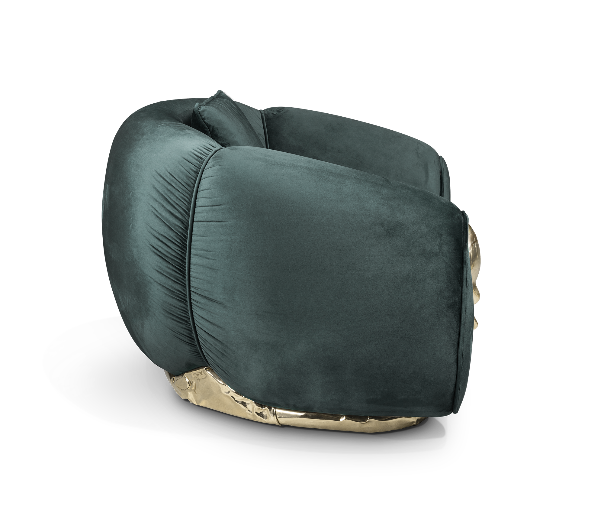 Brass Leather Sculptural Form Armchair