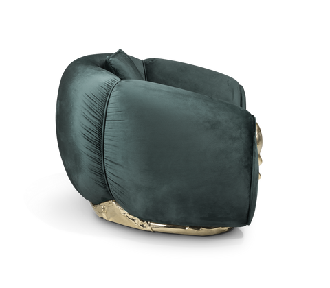 Brass Leather Sculptural Form Armchair