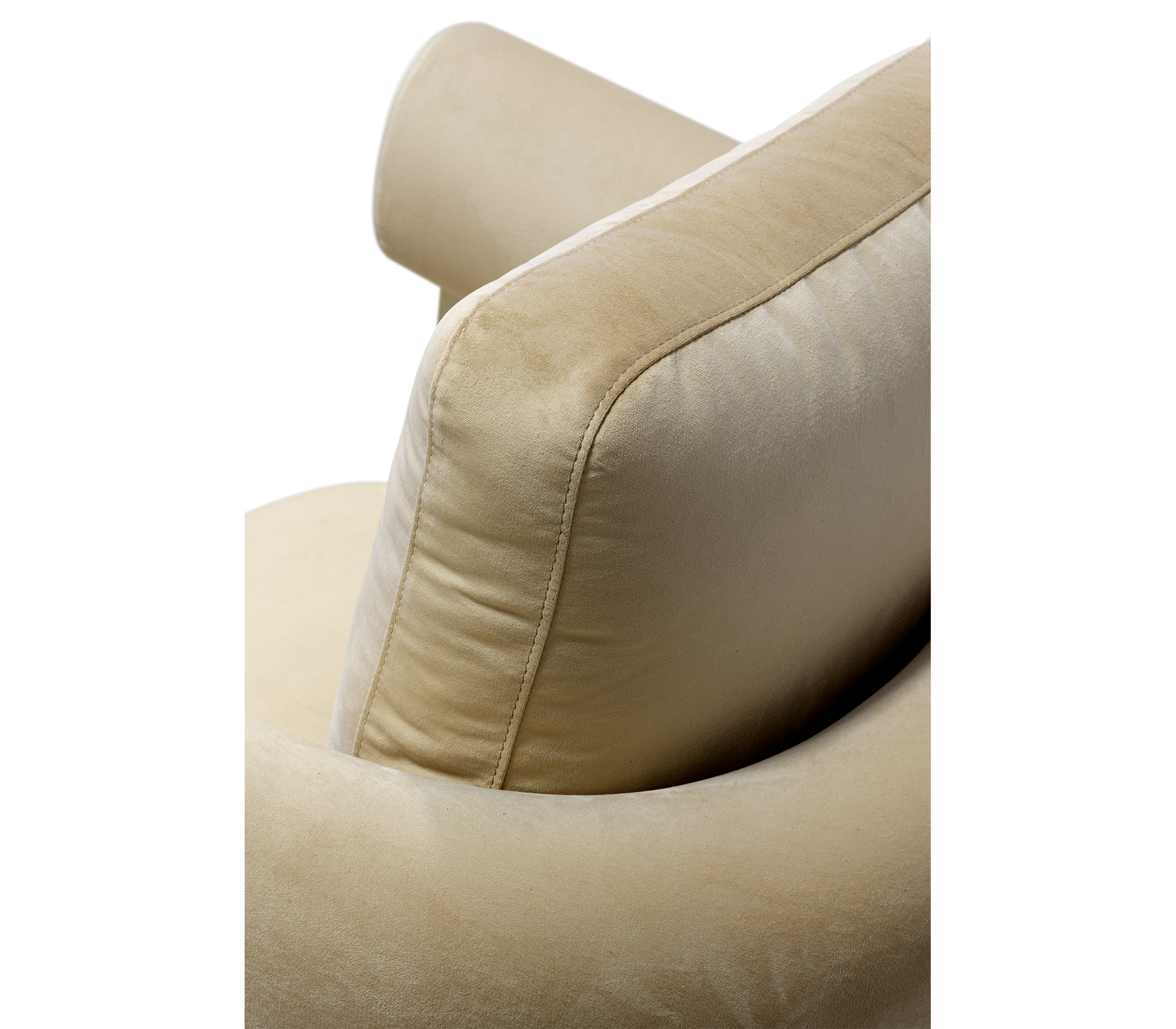 Brass Fabric Sculptural Form Armchair
