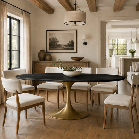 AVRA Oval Wood Dining Table with Oval Base