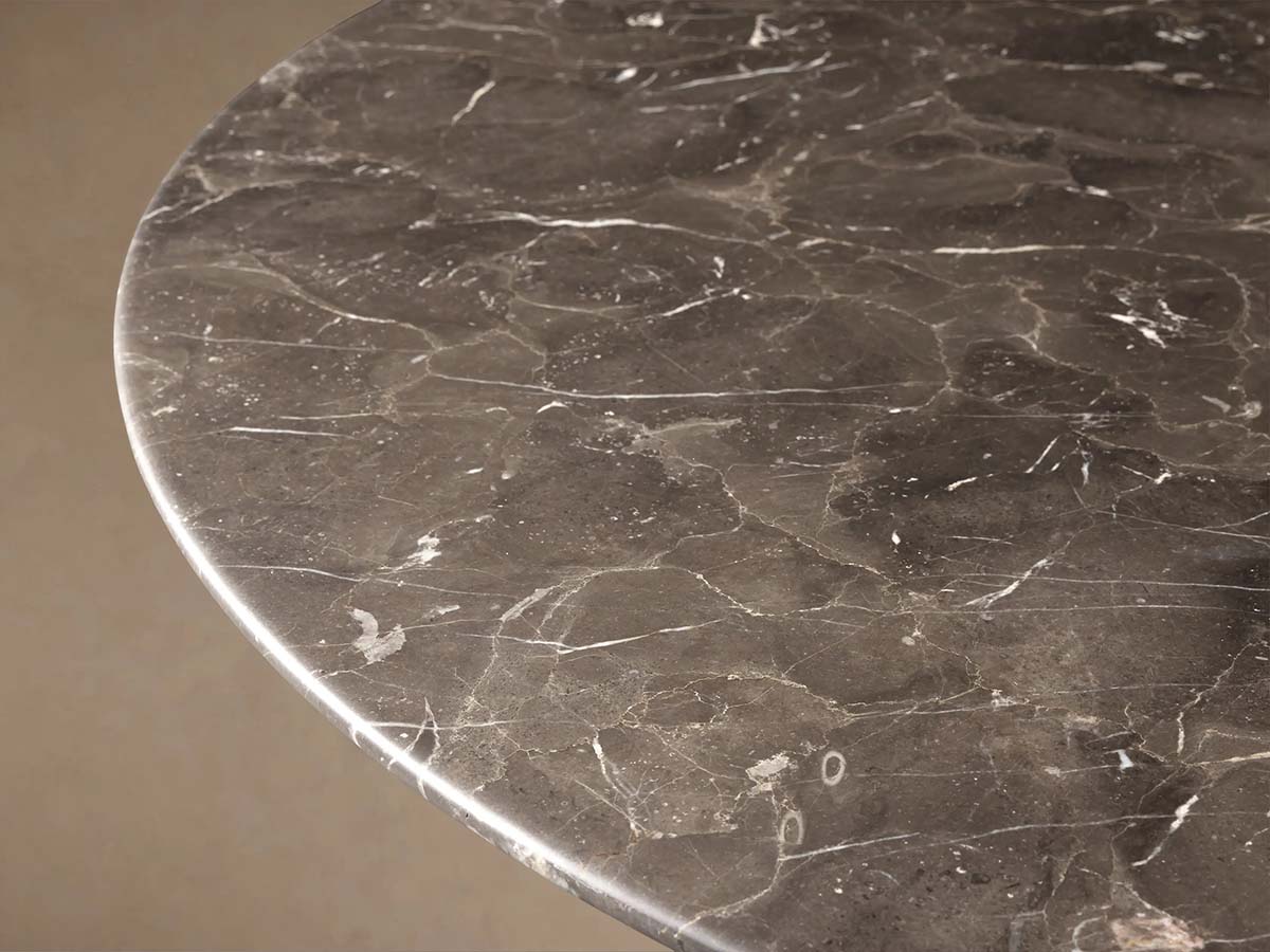Saint Germain Round Dining Table with Carrara Marble Top Wood Toulouse Base