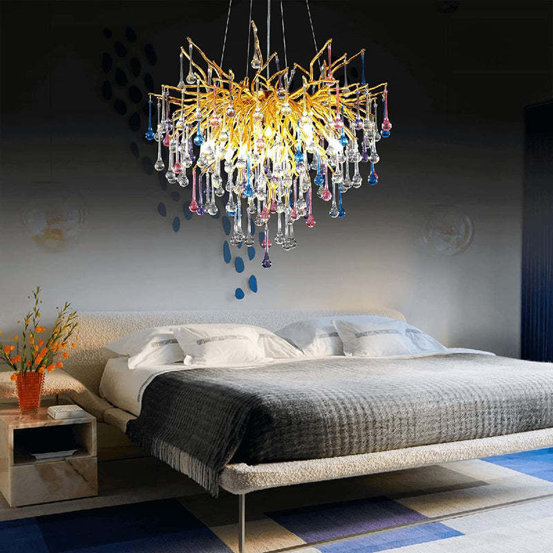 Housegent Modern Crystal Small Raindrop Chandelier