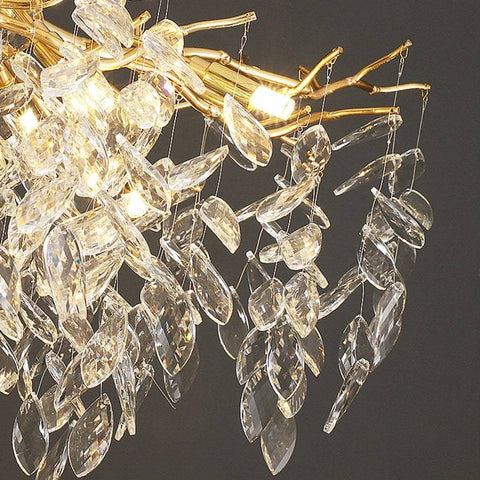 Housegent Tree Branch Chandelier Crystals on Dining Room Table
