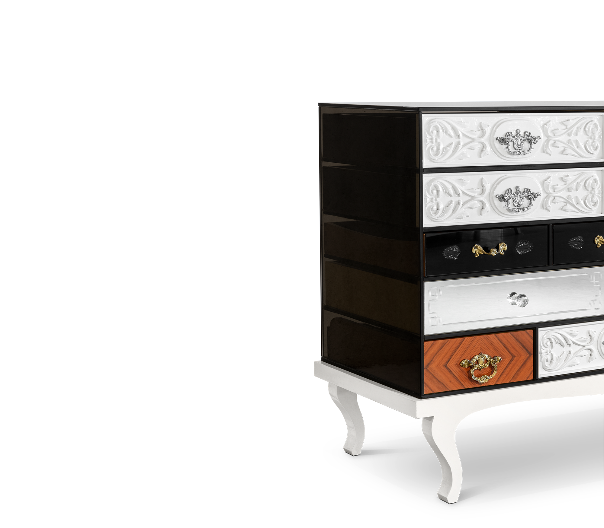 Patchwork Wood Sideboard Buffet Cabinet with Hidden Storage