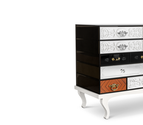 Patchwork Wood Sideboard Buffet Cabinet with Hidden Storage