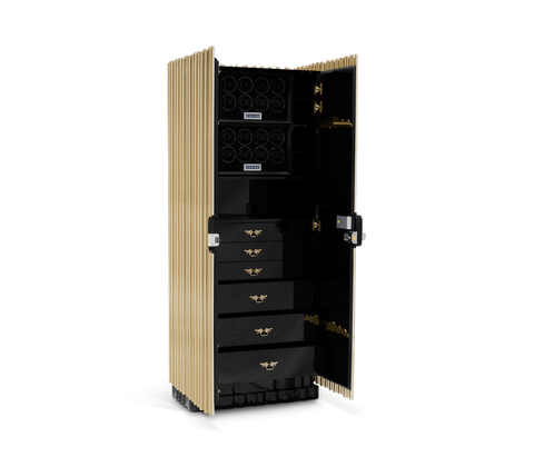 Symphony Watch Winder Safe with Gold-Plated Brass Pipes and