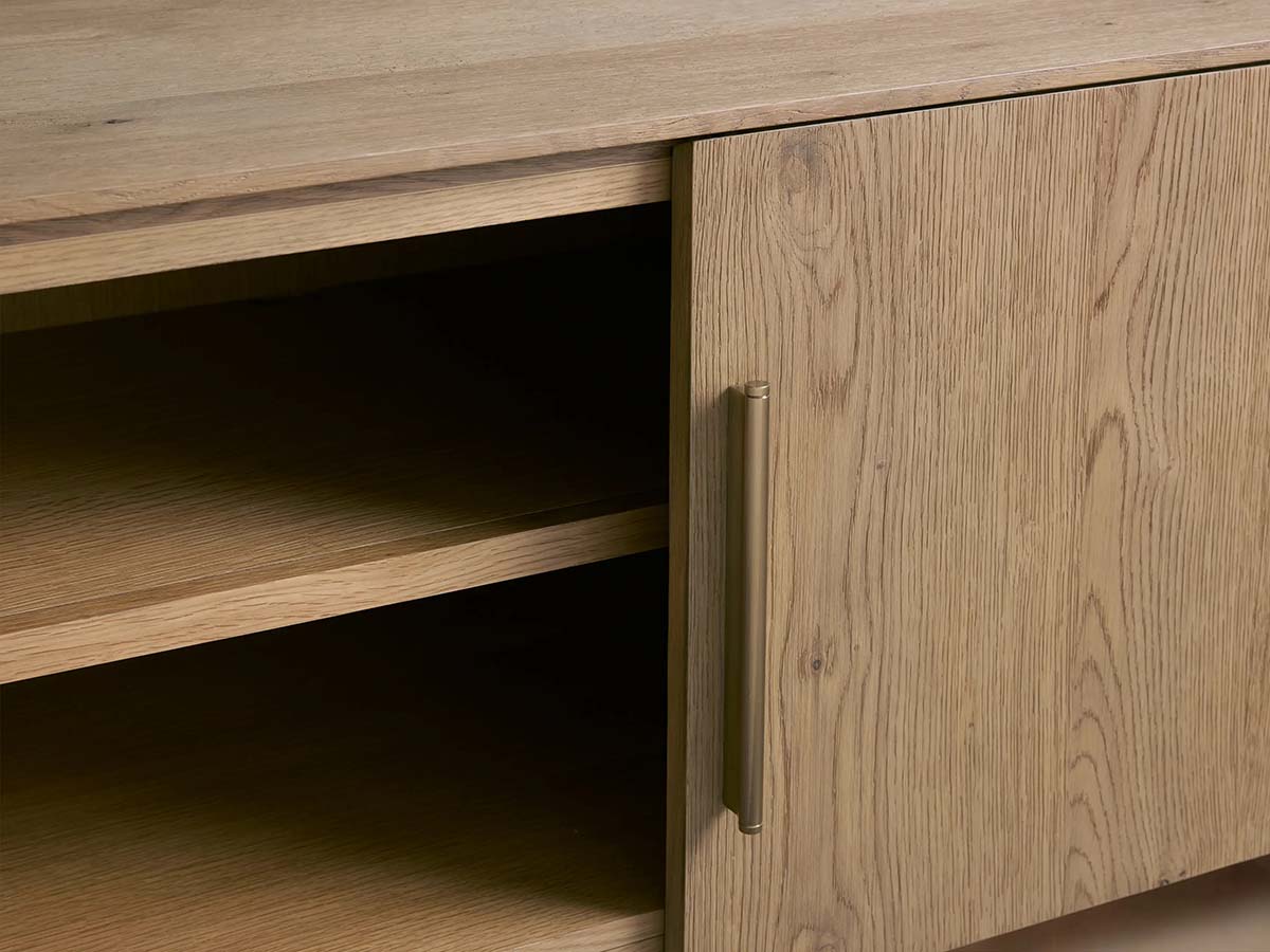 Felton Media Console Oak TV Stand Side Cabinet Television Storage Unit Wood Sideboard with Modern Minimalist Style
