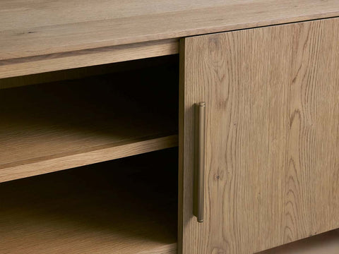 Felton Media Console Oak TV Stand Side Cabinet Television Storage Unit Wood Sideboard with Modern Minimalist Style