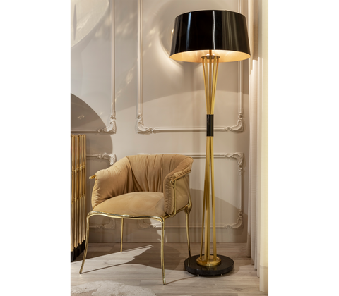 Brass Fabric Gold Sculptural Form Armchair