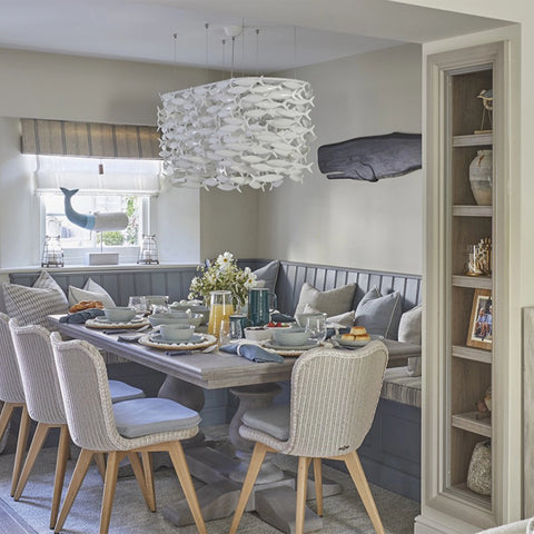 Shoal Oval Shape Porcelain Fish Chandelier