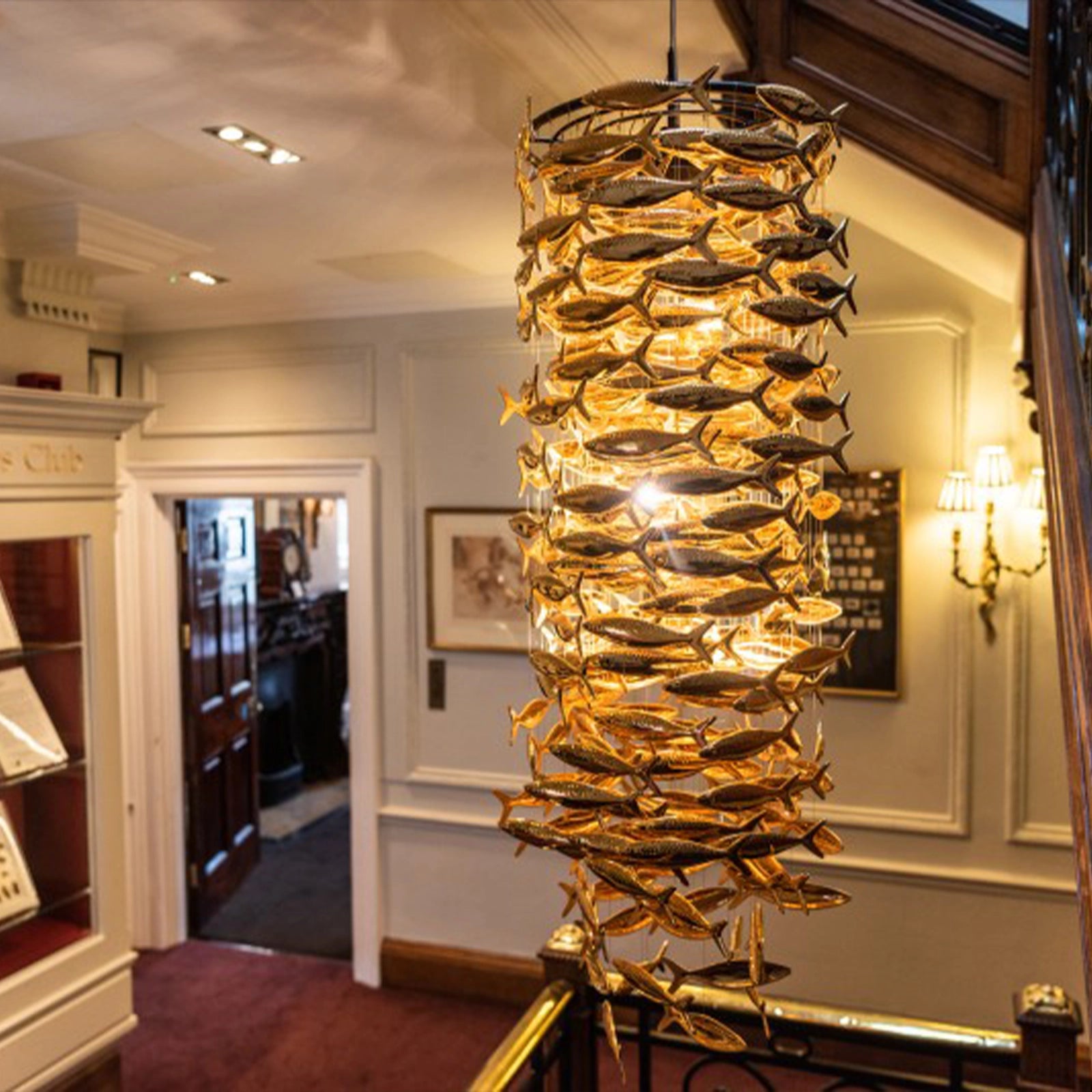 Shoal Oval Shape Porcelain Fish Chandelier