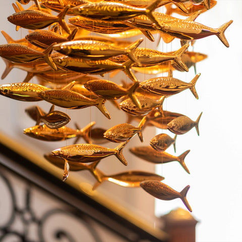 Shoal Oval Shape Porcelain Fish Chandelier