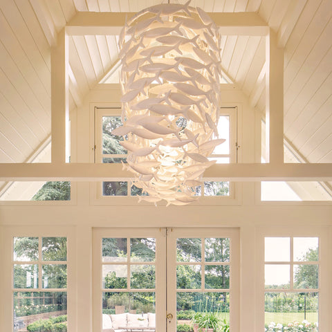 Shoal Oval Shape Porcelain Fish Chandelier