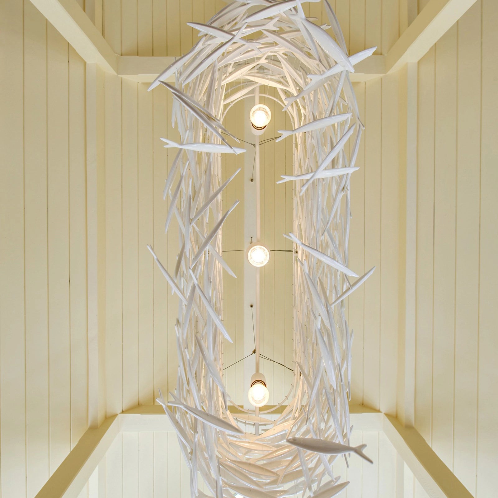 Shoal Oval Shape Porcelain Fish Chandelier