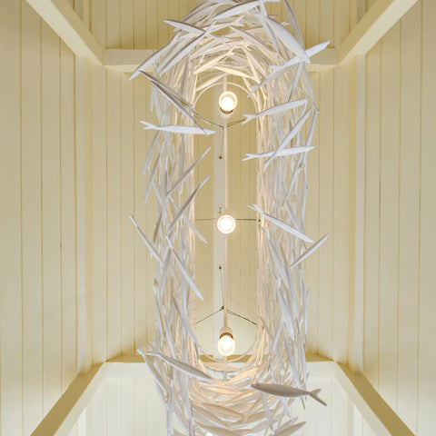Shoal Oval Shape Porcelain Fish Chandelier