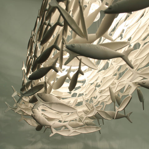 Shoal Oval Shape Porcelain Fish Chandelier
