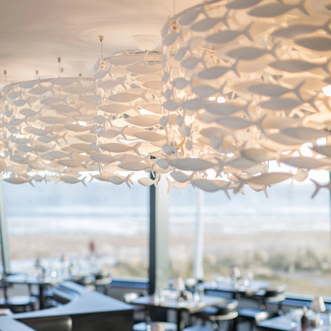 Shoal Oval Shape Porcelain Fish Chandelier