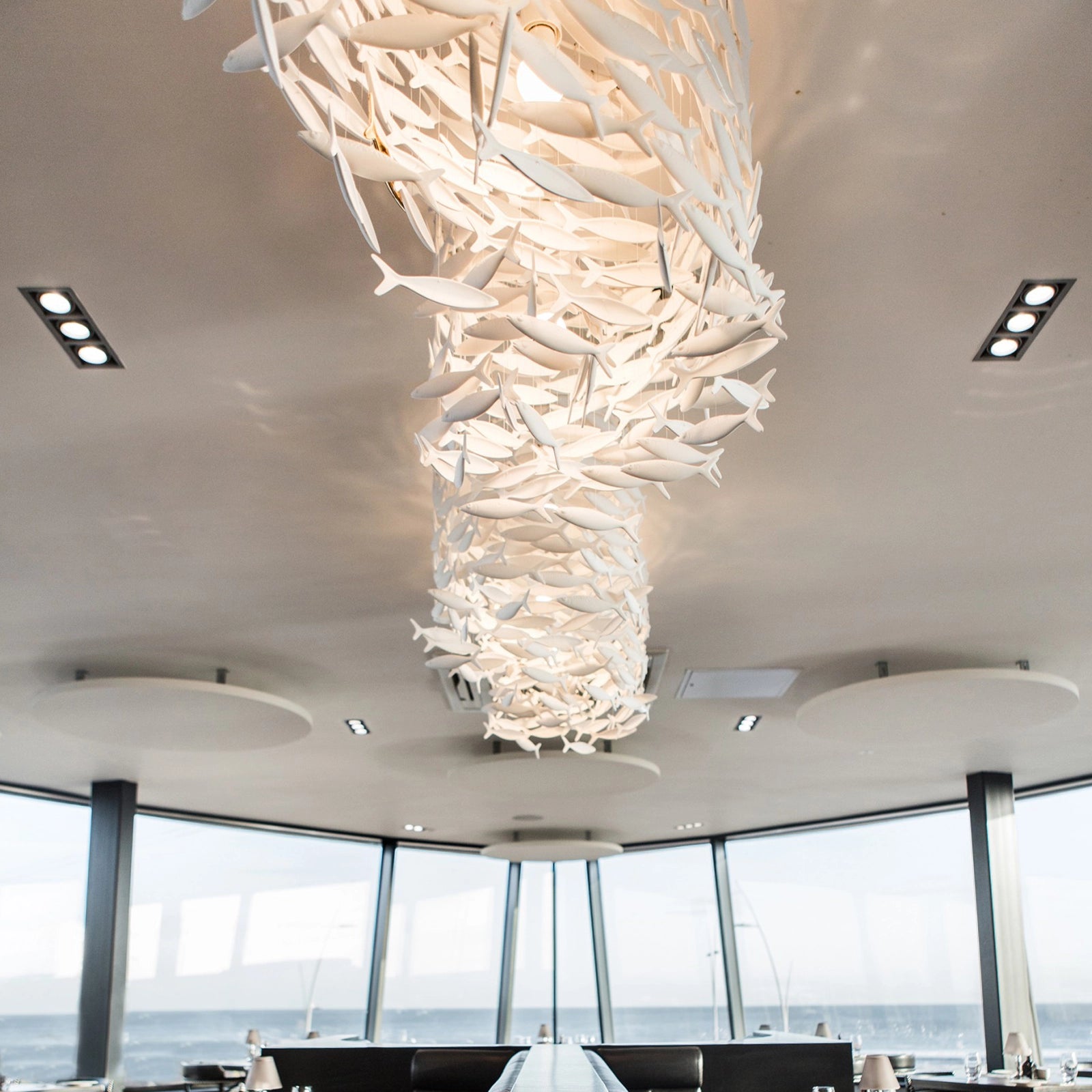 Shoal Oval Shape Porcelain Fish Chandelier