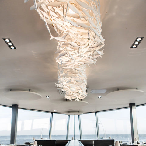 Shoal Oval Shape Porcelain Fish Chandelier