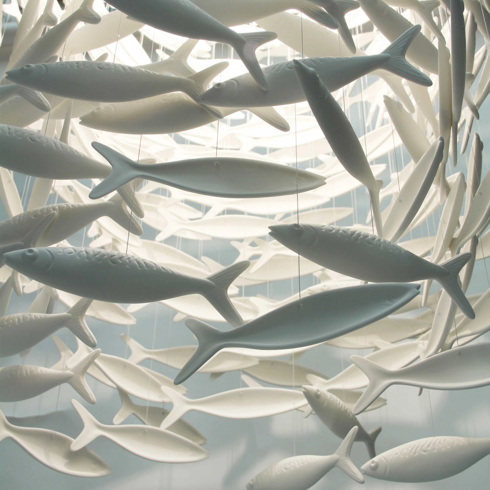 Shoal Oval Shape Porcelain Fish Chandelier