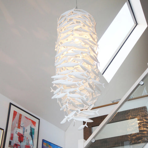 Shoal Oval Shape Porcelain Fish Chandelier