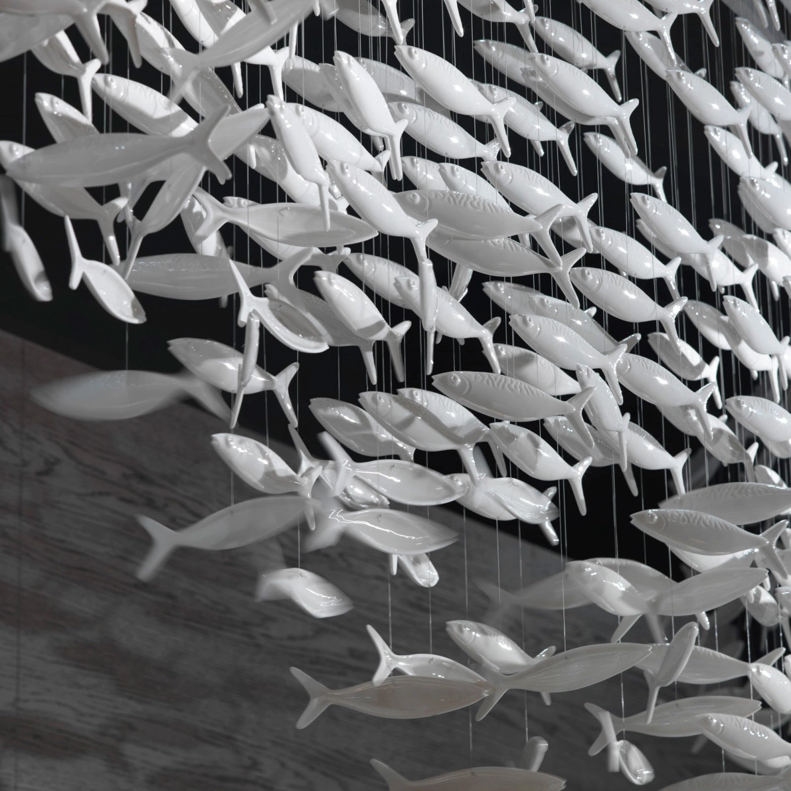 Shoal Oval Shape Porcelain Fish Chandelier