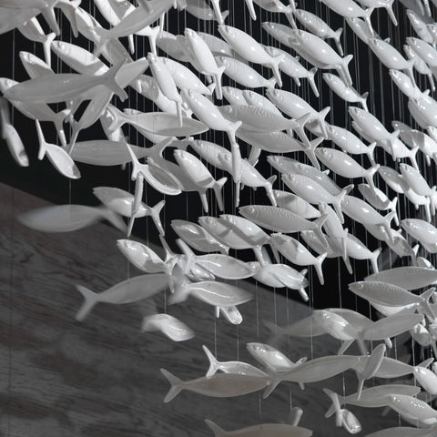 Shoal Oval Shape Porcelain Fish Chandelier