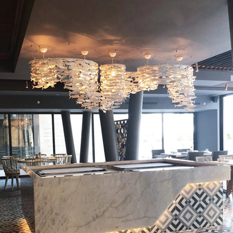 Shoal Oval Shape Porcelain Fish Chandelier