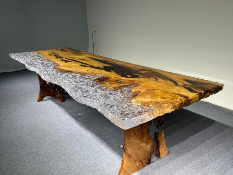 Epoxy Teak Wood Dining Table J