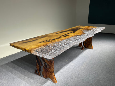 Epoxy Teak Wood Dining Table J