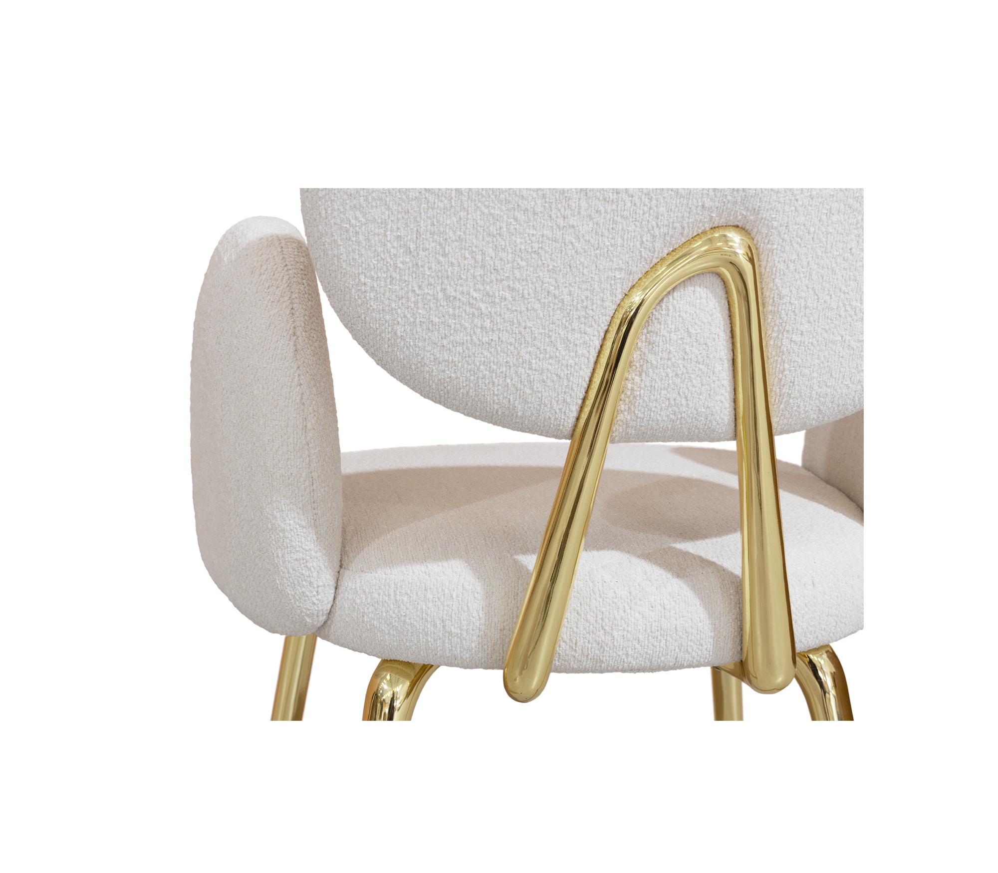 Althea Bouclé Sculptural Polished Gold Dining Chair