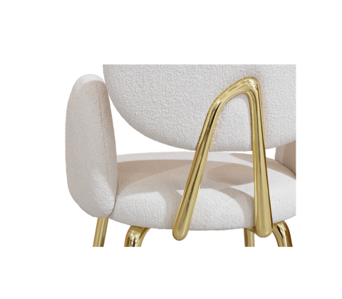 Althea Bouclé Sculptural Polished Gold Dining Chair