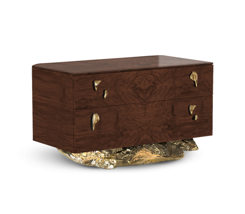 Angra Walnut Root Organic Gold Base Nightstand