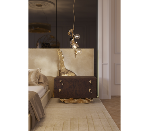 Angra Walnut Root Organic Gold Base Nightstand