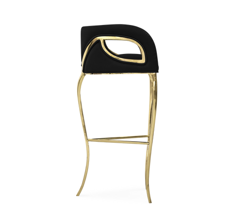 Chandra Fluid Sculptural Polished Brass Bar Stool