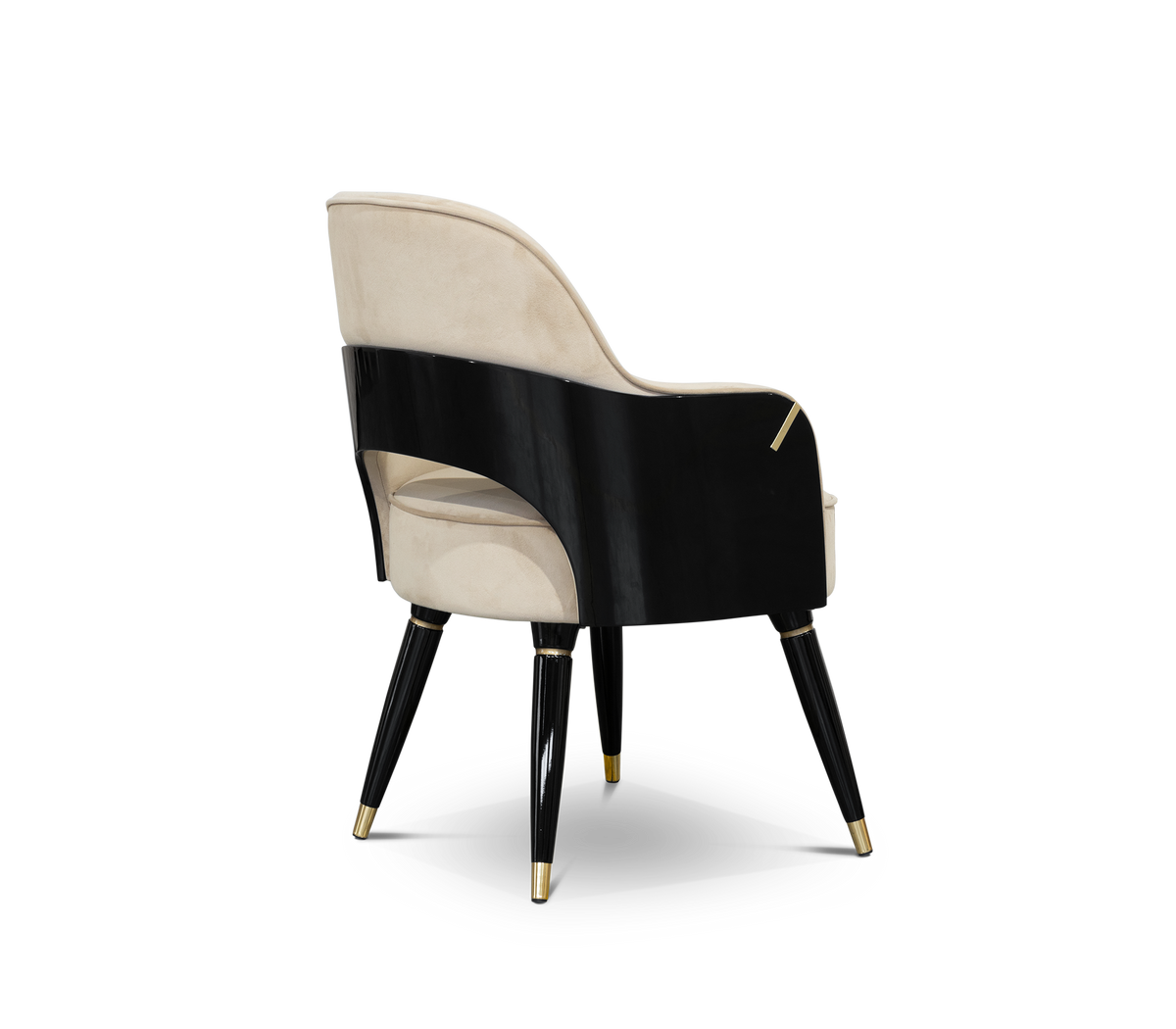 Collins with Armrest II Velvet Lacquered Dining Chair