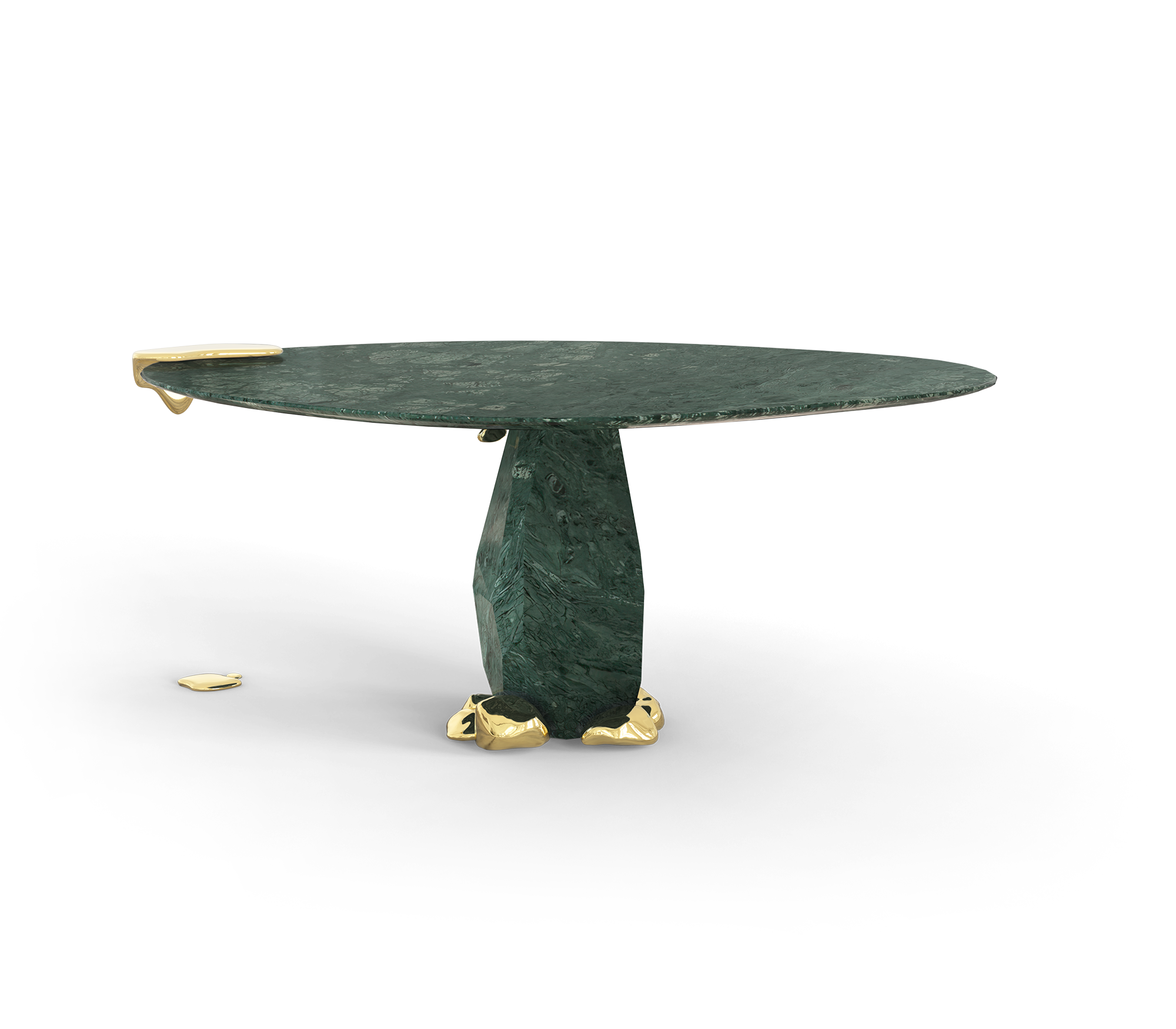 Diamond Marble and Brass Round Dining Table