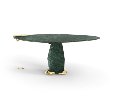 Diamond Marble and Brass Round Dining Table
