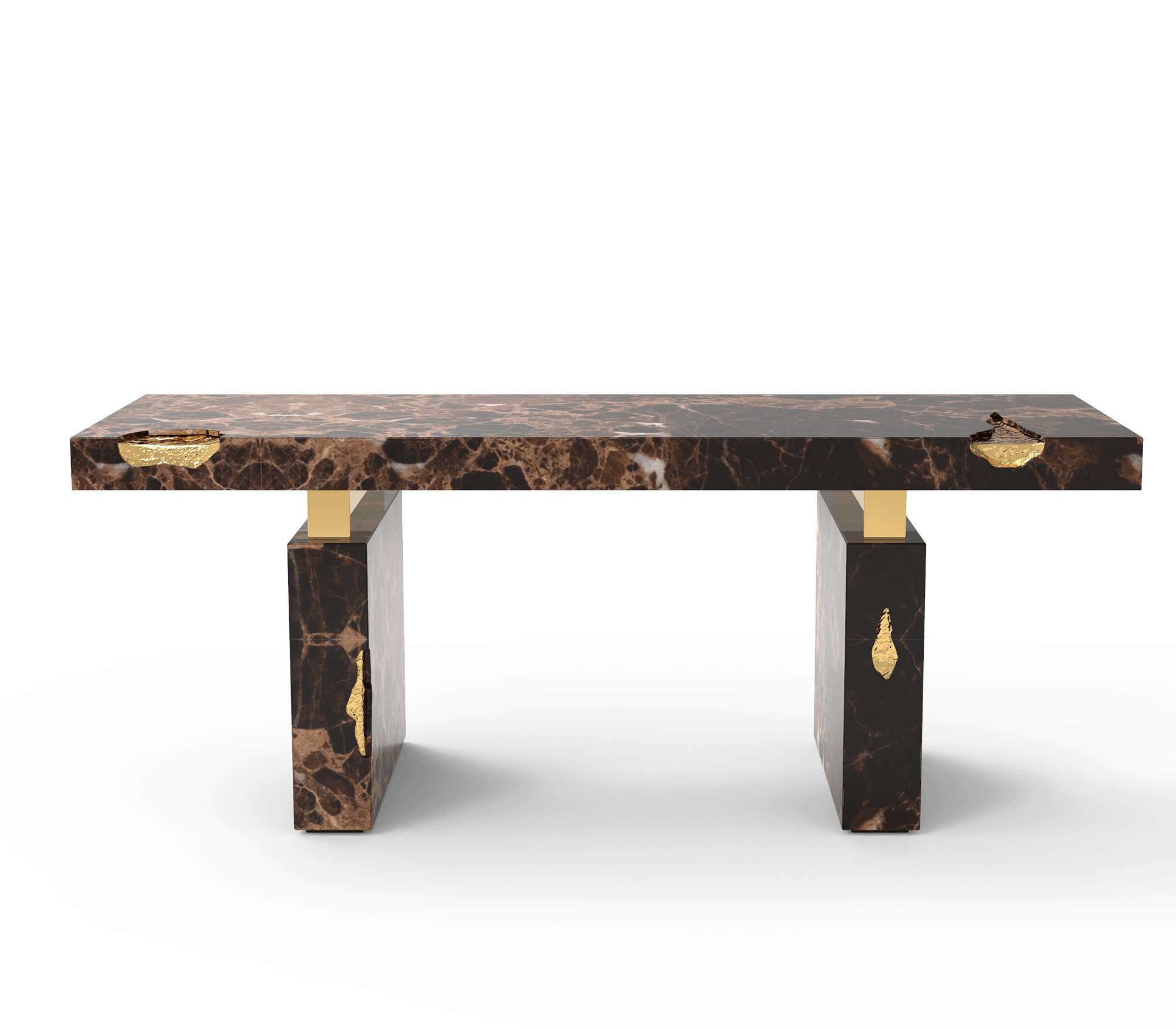 Empire Cracked Brass Inlay Marble Desk