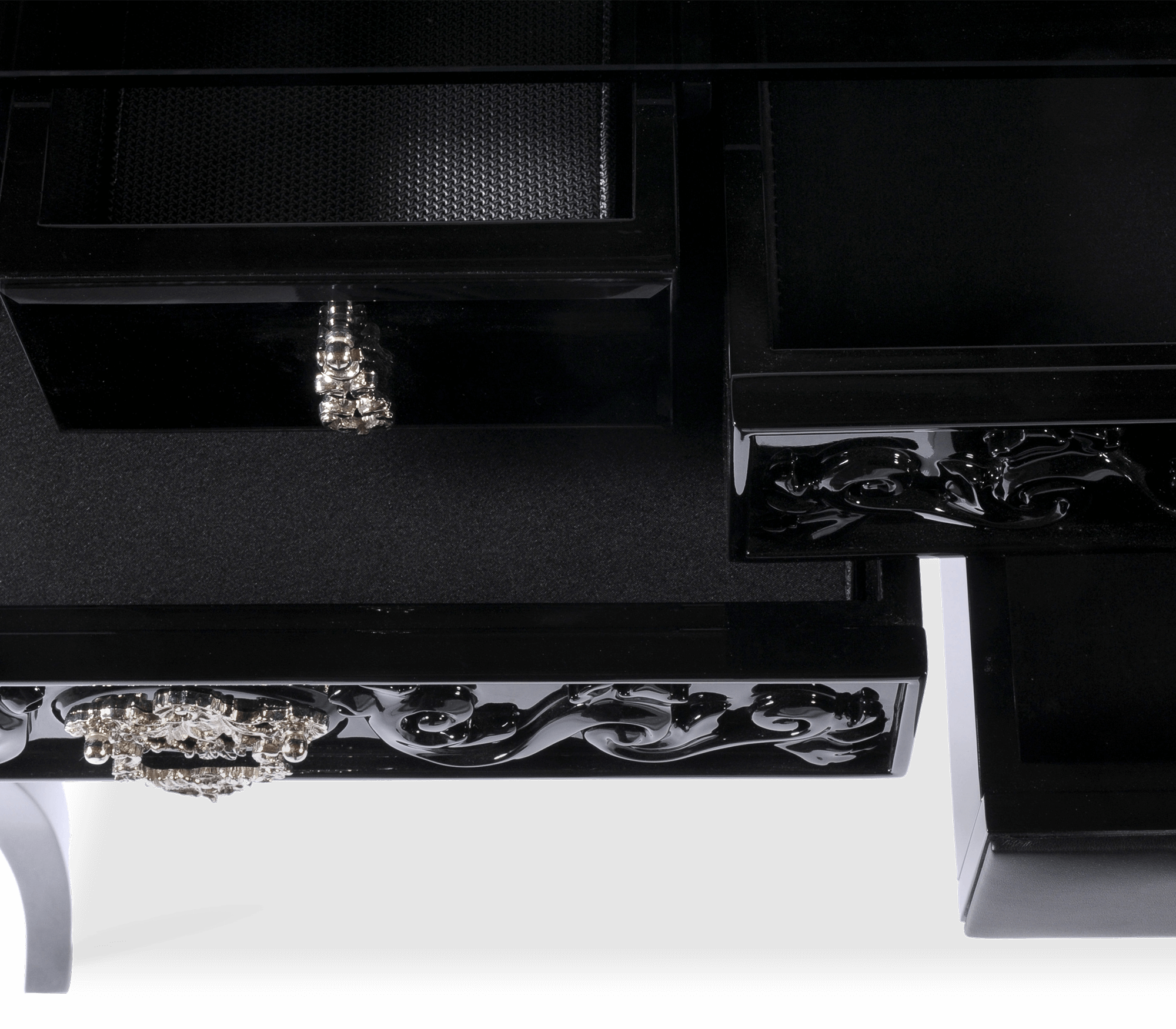 Mahogany Brass Black Storage Drawers Cabinet