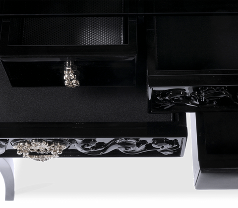 Mahogany Brass Black Storage Drawers Cabinet
