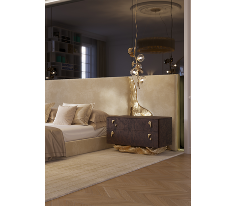 Angra Walnut Root Organic Gold Base Nightstand