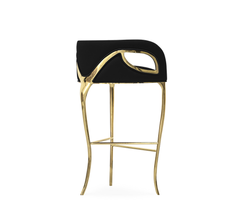 Chandra Fluid Sculptural Polished Brass Bar Stool