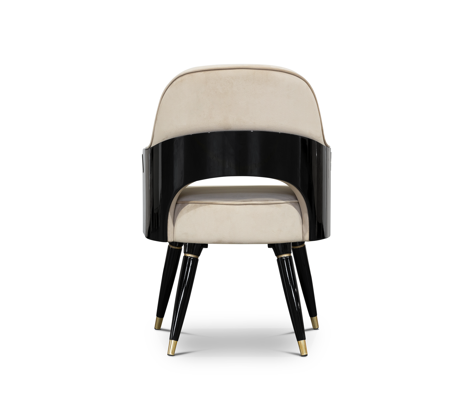 Collins with Armrest II Velvet Lacquered Dining Chair