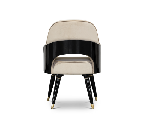Collins with Armrest II Velvet Lacquered Dining Chair