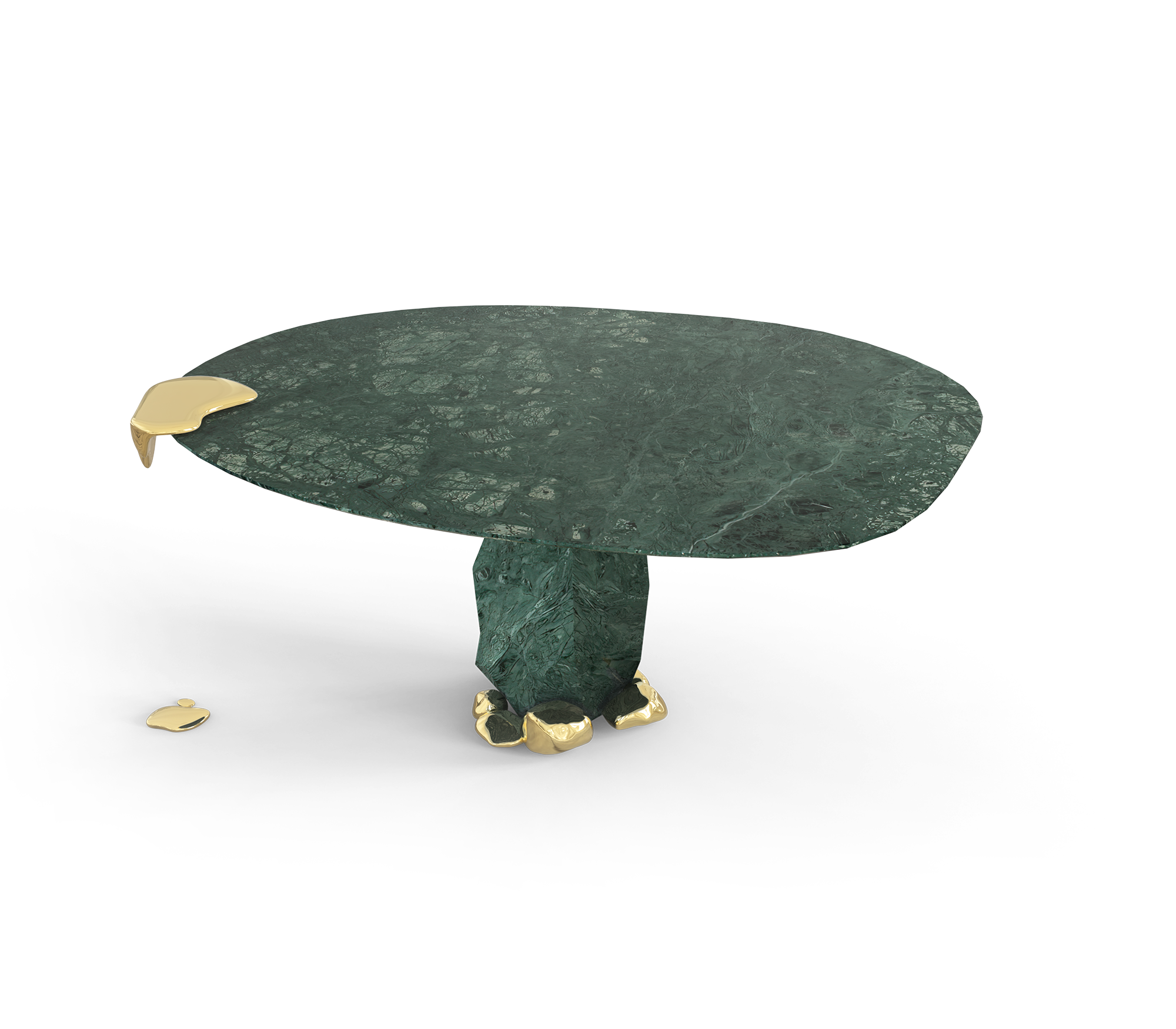 Diamond Marble and Brass Round Dining Table