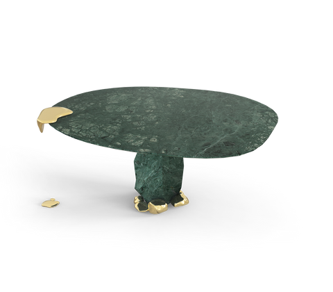 Diamond Marble and Brass Round Dining Table