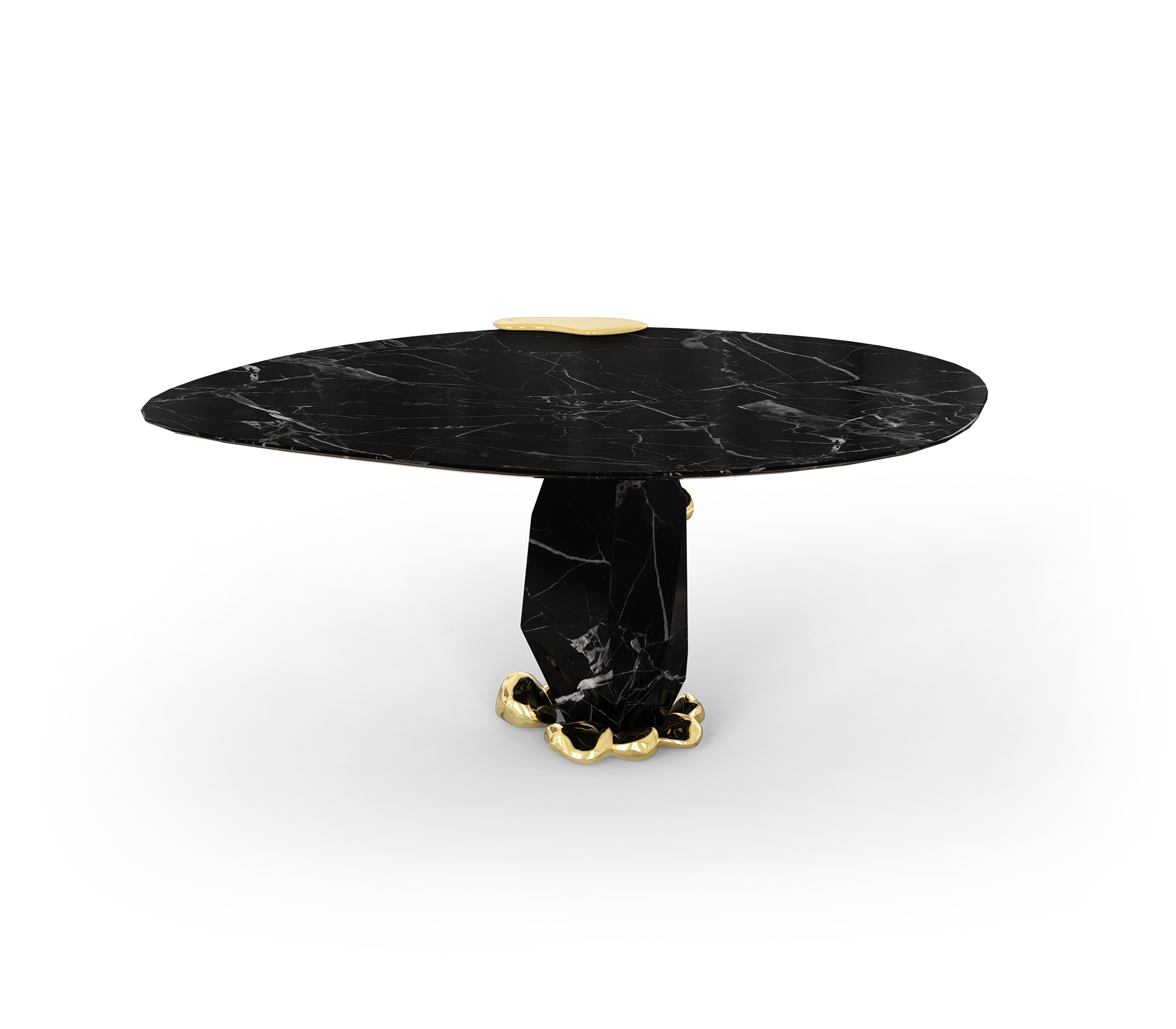Diamond Marble and Brass Round Dining Table